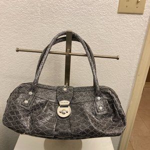Guess Gray Crocodile Handbag Silver Hardware. Snap and zipped closure, several i